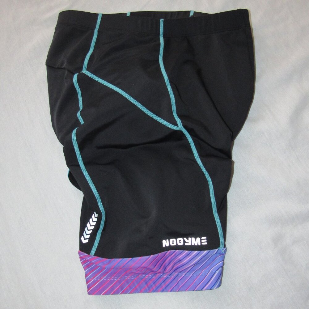 NOOYME Black Multicolor Padded Cycling Bike Shorts Women's sz XL ⭐